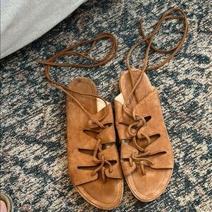 Loeffler Randall Brown Suede Lace-Up Sandals